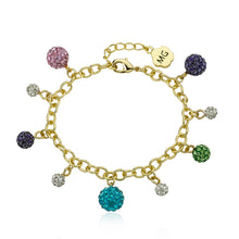 GLITZ BLITZ 5 Crystal Ball Charm Bracelet (Tri-Colors)