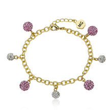 GLITZ BLITZ 4 Crystal Ball Charm Bracelet (Pink)