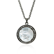 Retro Mother Of Pearl Circle Medallion Pendant Necklace