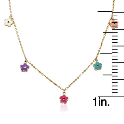 Enamel Flower Charm Necklace