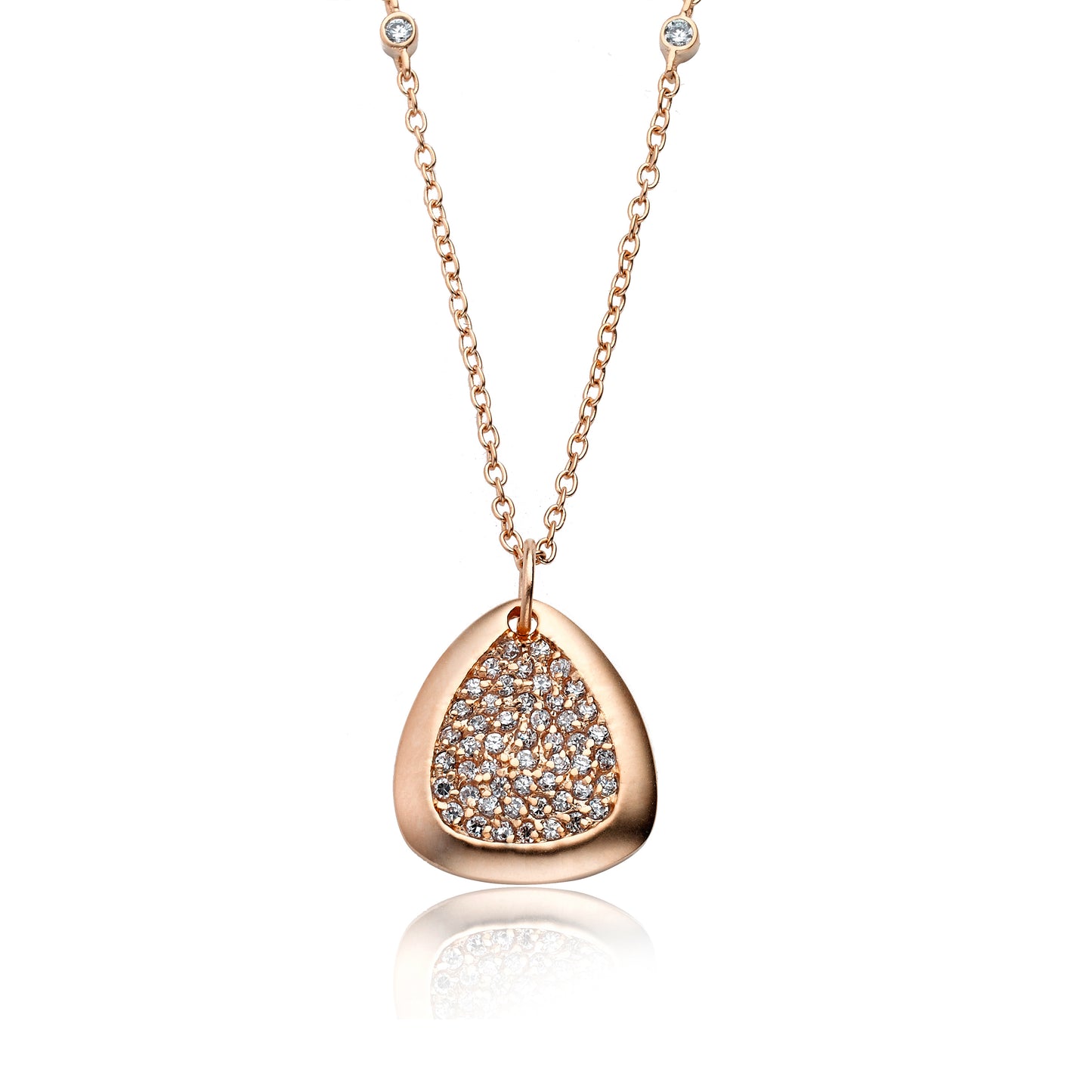 14k Gold Plated Retro Cubic Zirconia Filled Pendant On Diamond By The Yard Chain Necklace