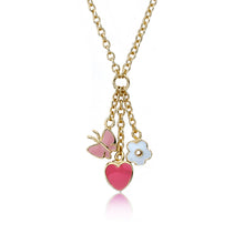 Flower Heart & Butterfly Cluster Chain Necklace