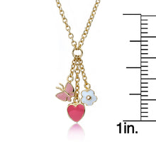 Flower Heart & Butterfly Cluster Chain Necklace