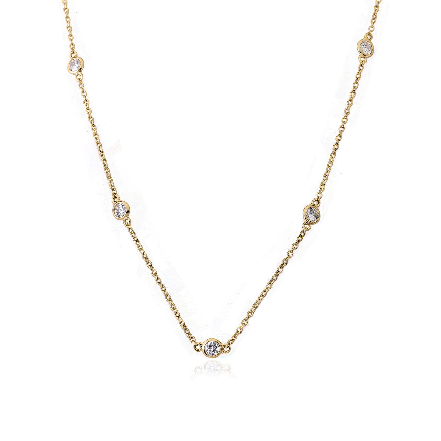 14k Gold Plated Retro Diamond By The Yard Necklace