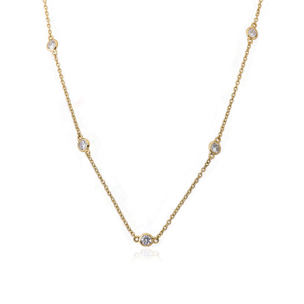 14k Gold Plated Retro Diamond By The Yard Necklace