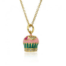 Strawberry Frosted Crystal Heart Cupcake Necklace