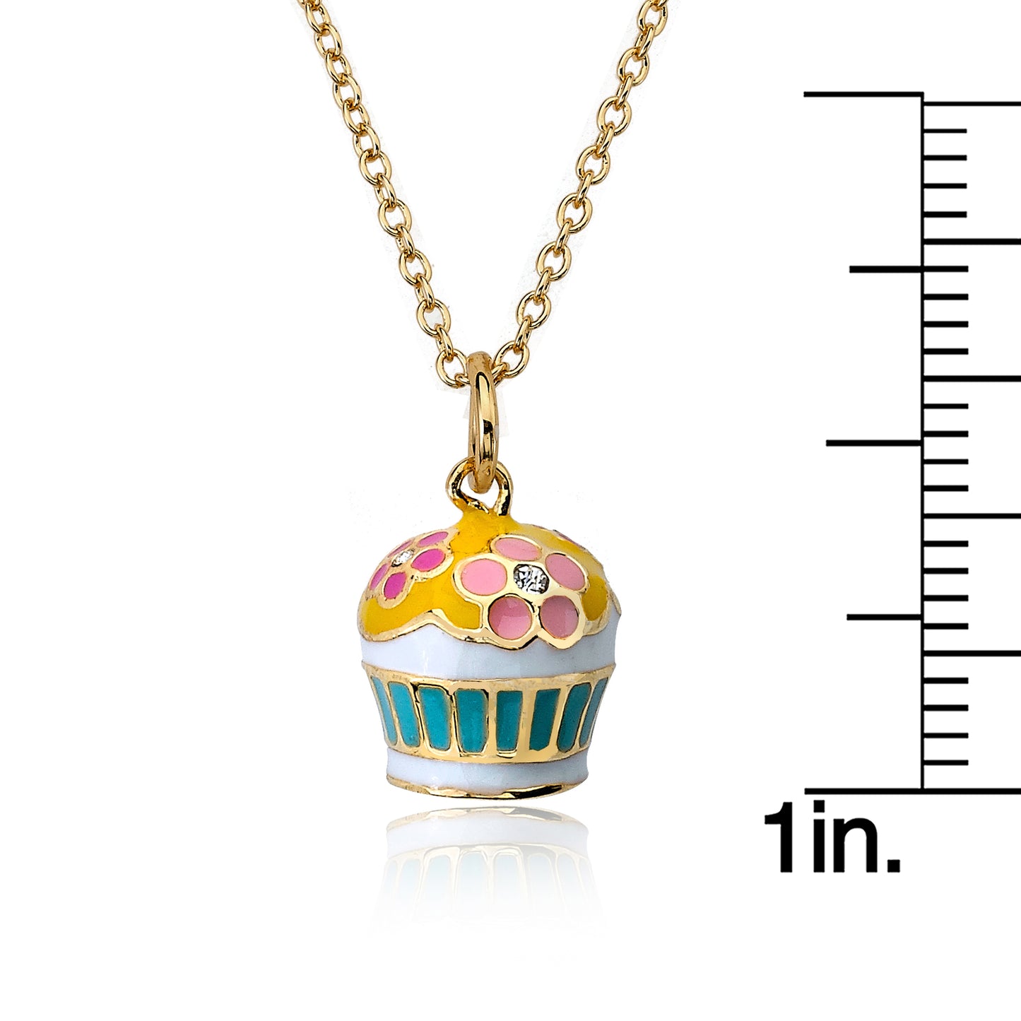 Flower Adorned Cupcake Pendant Necklace