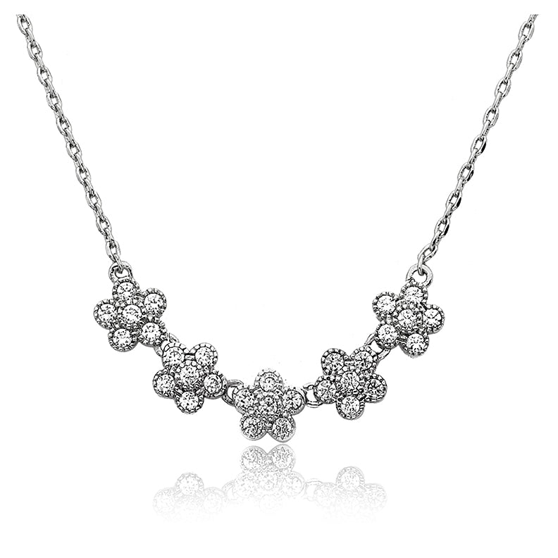 Cubic Zirconia Flowers Necklace