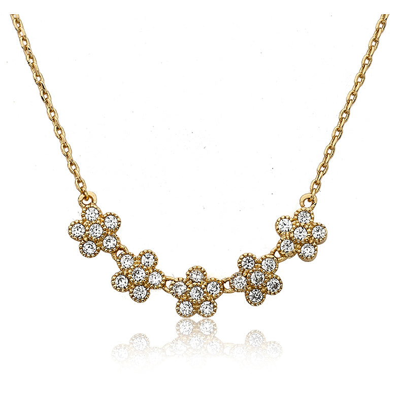 Cubic Zirconia Flowers Necklace