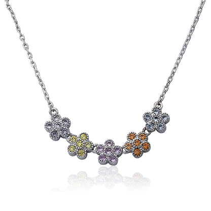 Cubic Zirconia Flowers Necklace