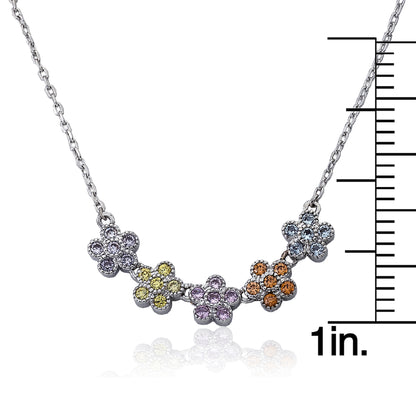 Cubic Zirconia Flowers Necklace