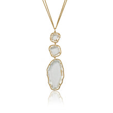 14k Gold Plated Sliced Glass Stone Pendant Double Strand Necklace