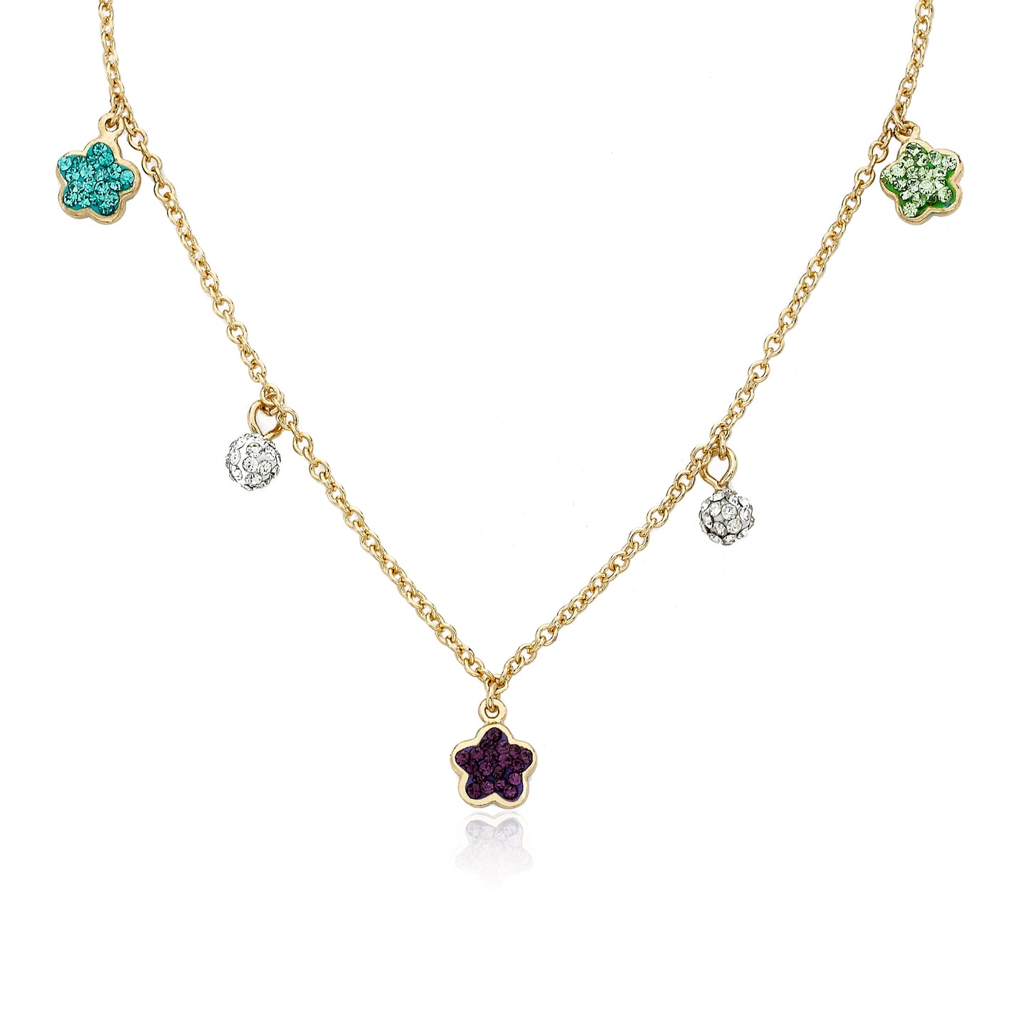 Crystal Flowers Chain Necklace