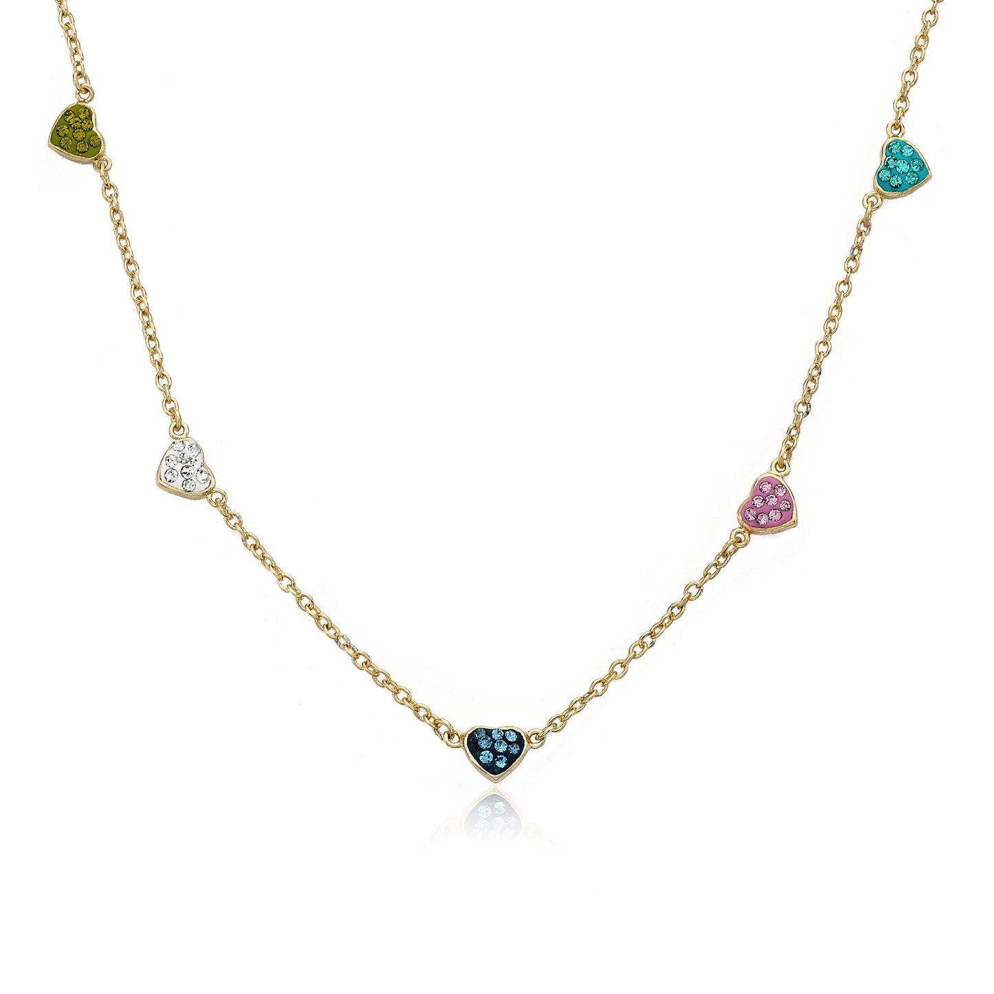 Crystal Hearts Chain Necklace