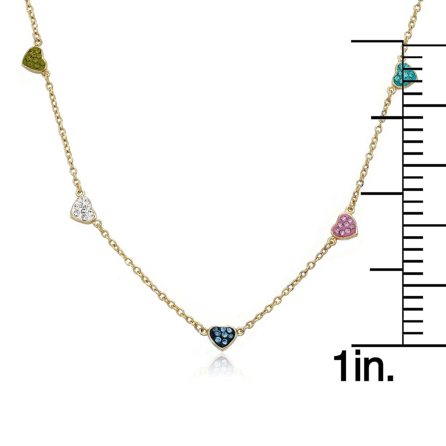 Crystal Hearts Chain Necklace