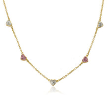 Crystal Hearts Chain Necklace