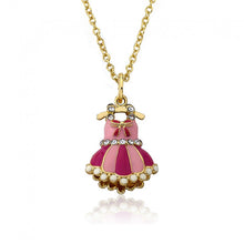 Crystal Adorned Enamel Ballet Dress Necklace