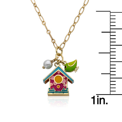 Birdhouse & Pearl Chain Necklace