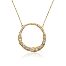 14k Gold Plated Retro Satin Open Circle Necklace