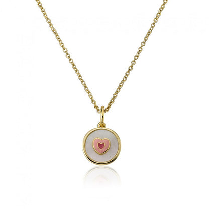 Mother Of Pearl Enamel Heart Necklace