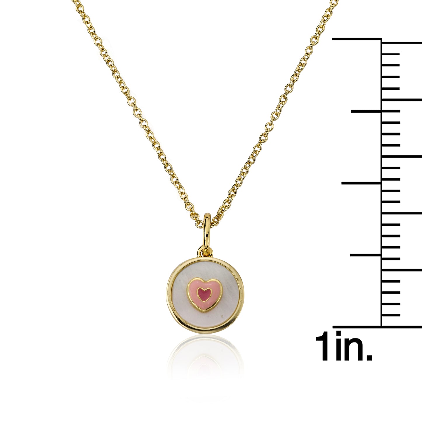 Mother Of Pearl Enamel Heart Necklace