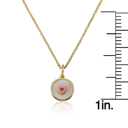 Mother Of Pearl Enamel Heart Necklace