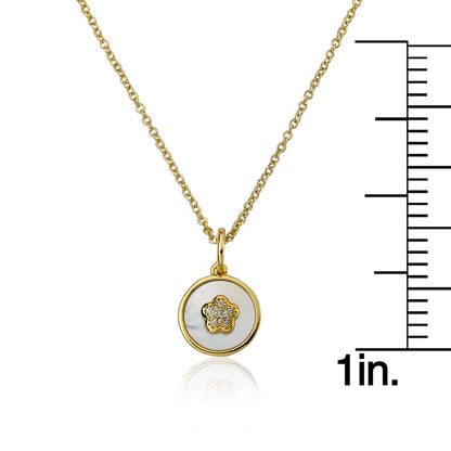 Cz Flower Coin Necklace