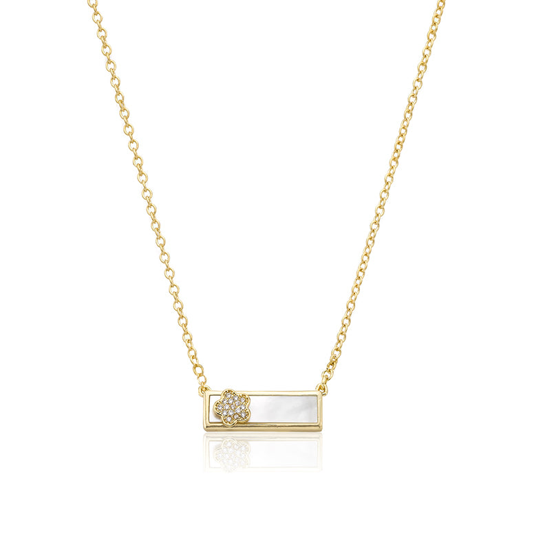 Cz Flower Bar Necklace