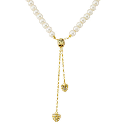 Flower Lariat Pearl Necklace