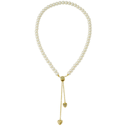 Flower Lariat Pearl Necklace