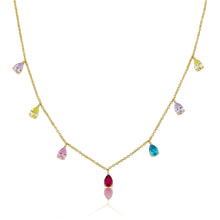 Rainbow Cz Drops Chain Necklace