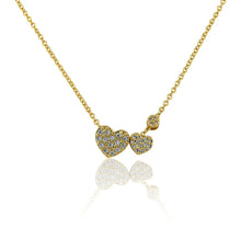 CZ Filled Double Heart Slide Necklace