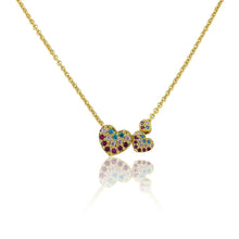 CZ Filled Double Heart Slide Necklace