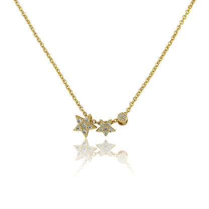 Filled Double Star Slide Necklace