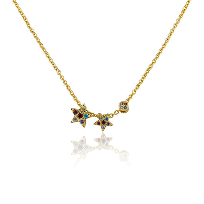 Filled Double Star Slide Necklace