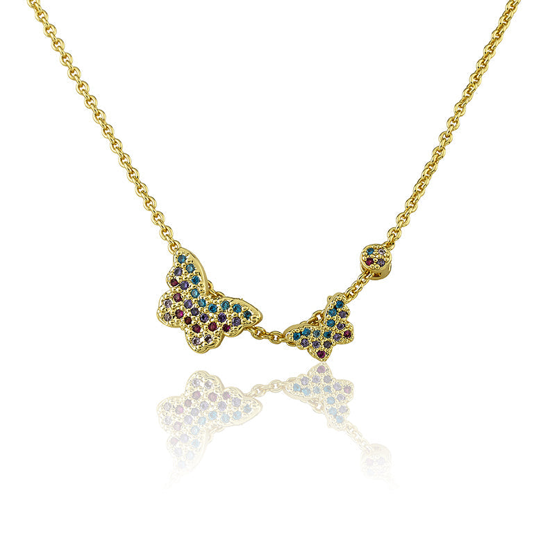 Filled Double Butterfly Slide Necklace