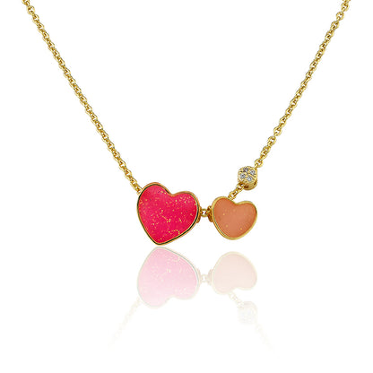 Transparent Double Heart Slide Necklace