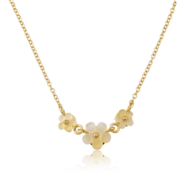 Triple Frosted Flowers Chain Necklace