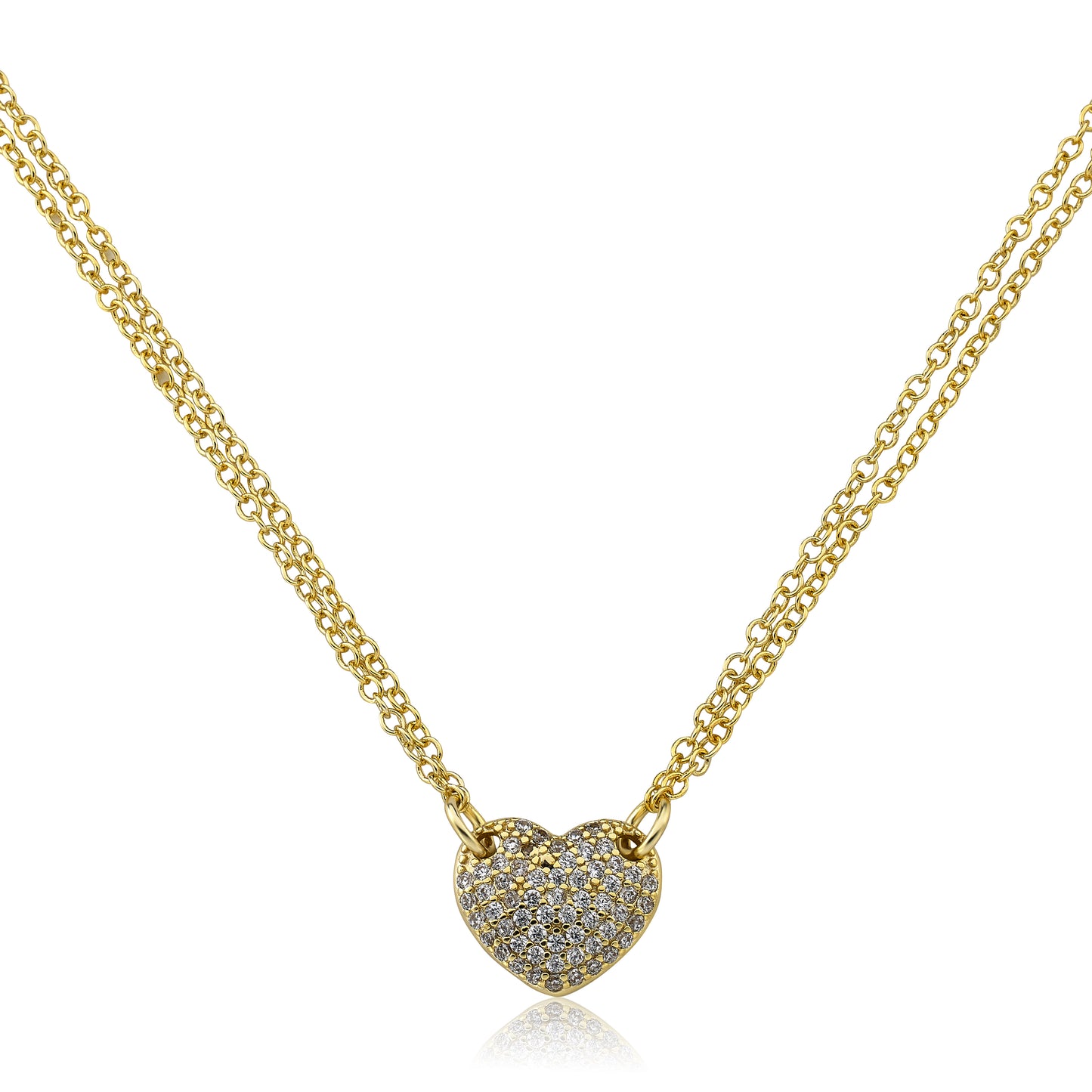 14k Gold Plated Small Heart Flower Necklace