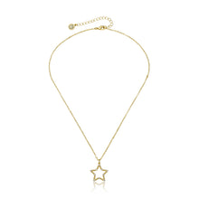 Cz Studded Rope Star Necklace