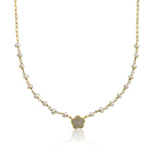 Micro Pave Flower Pearl Necklace