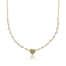 Micro Pave Heart Pearl Necklace