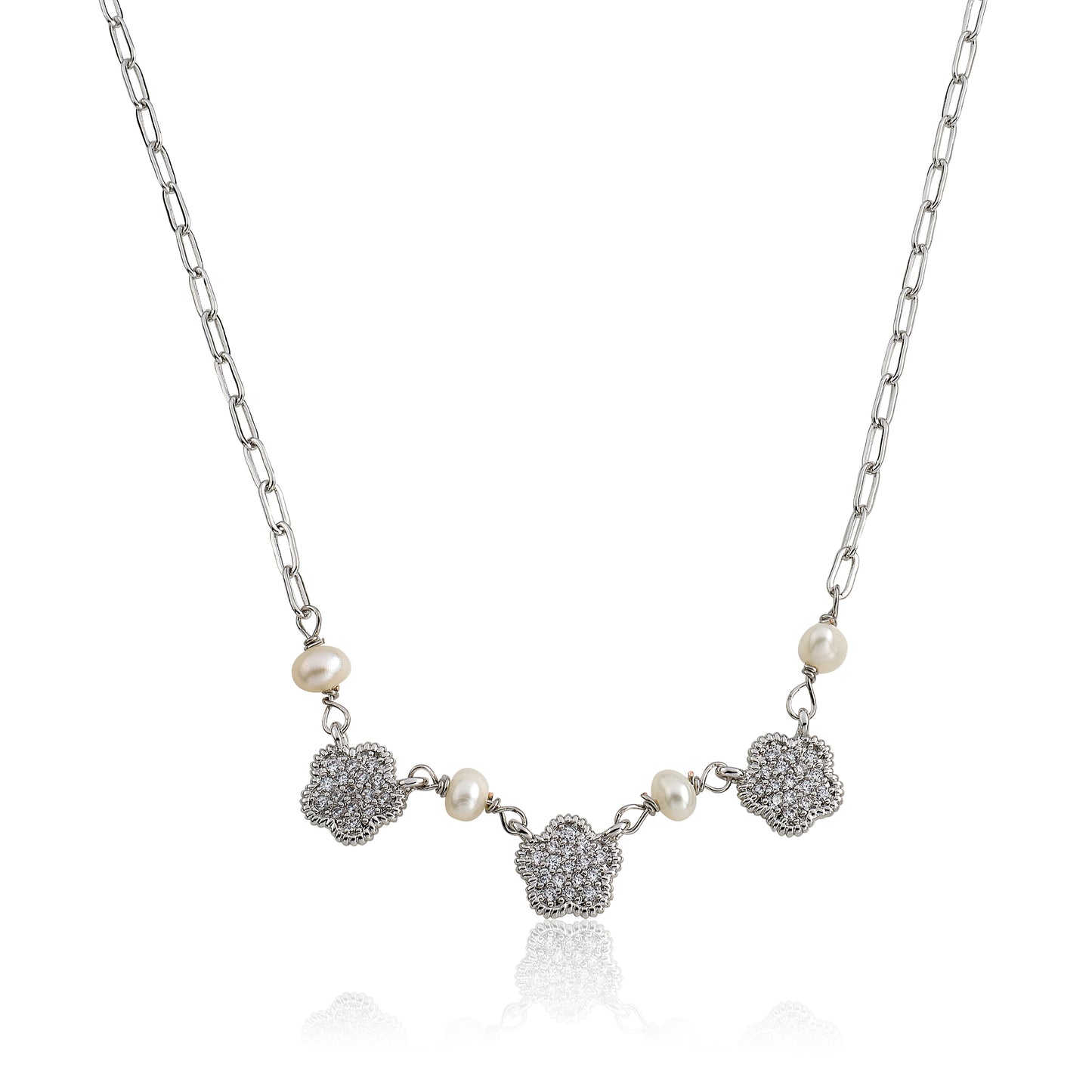 Micro Pave Flower Necklace