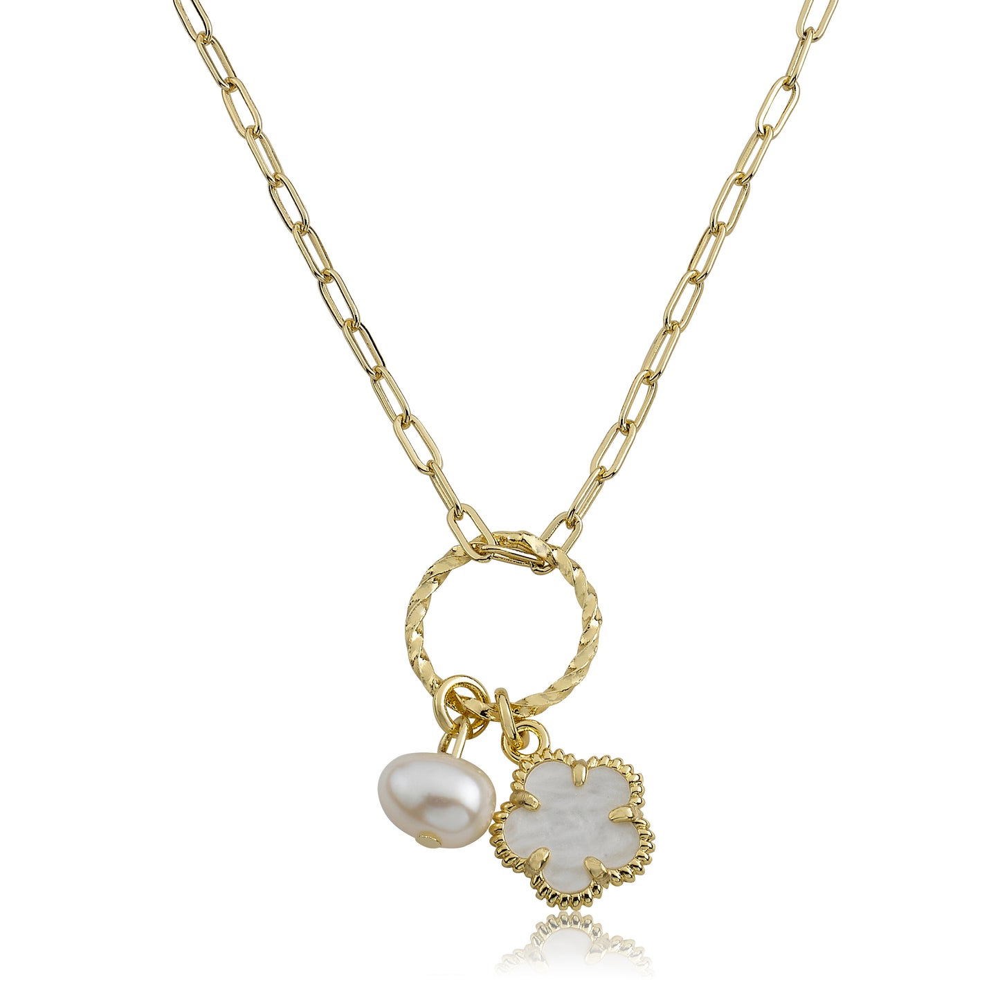 Mother Of Pearl Flower Necklace