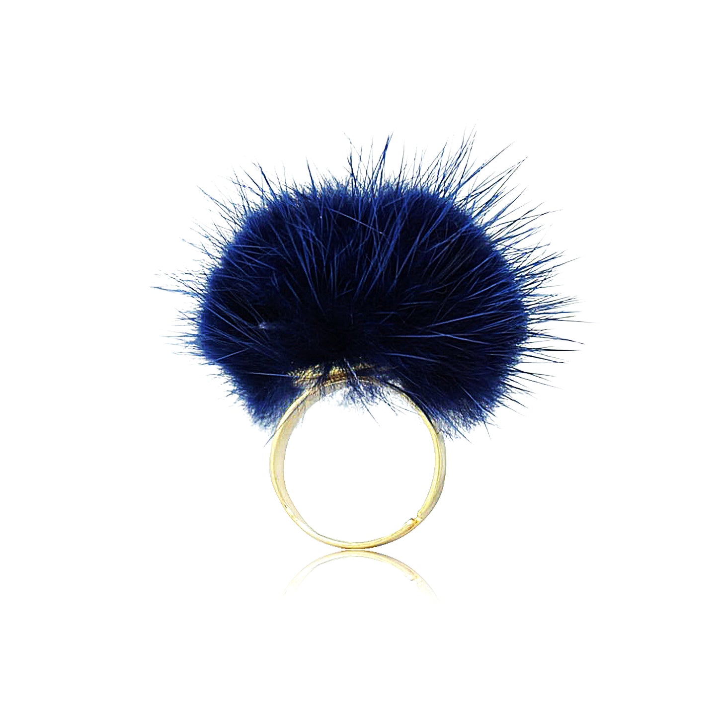 Mileez Fur Pom Pom Adjustable Ring