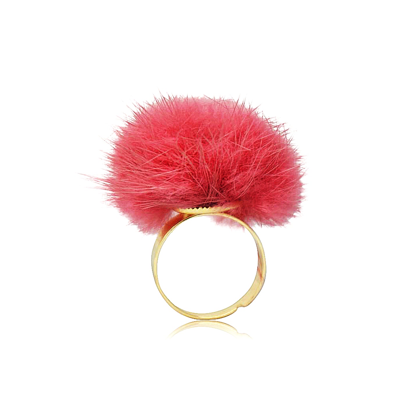 Mileez Fur Pom Pom Adjustable Ring