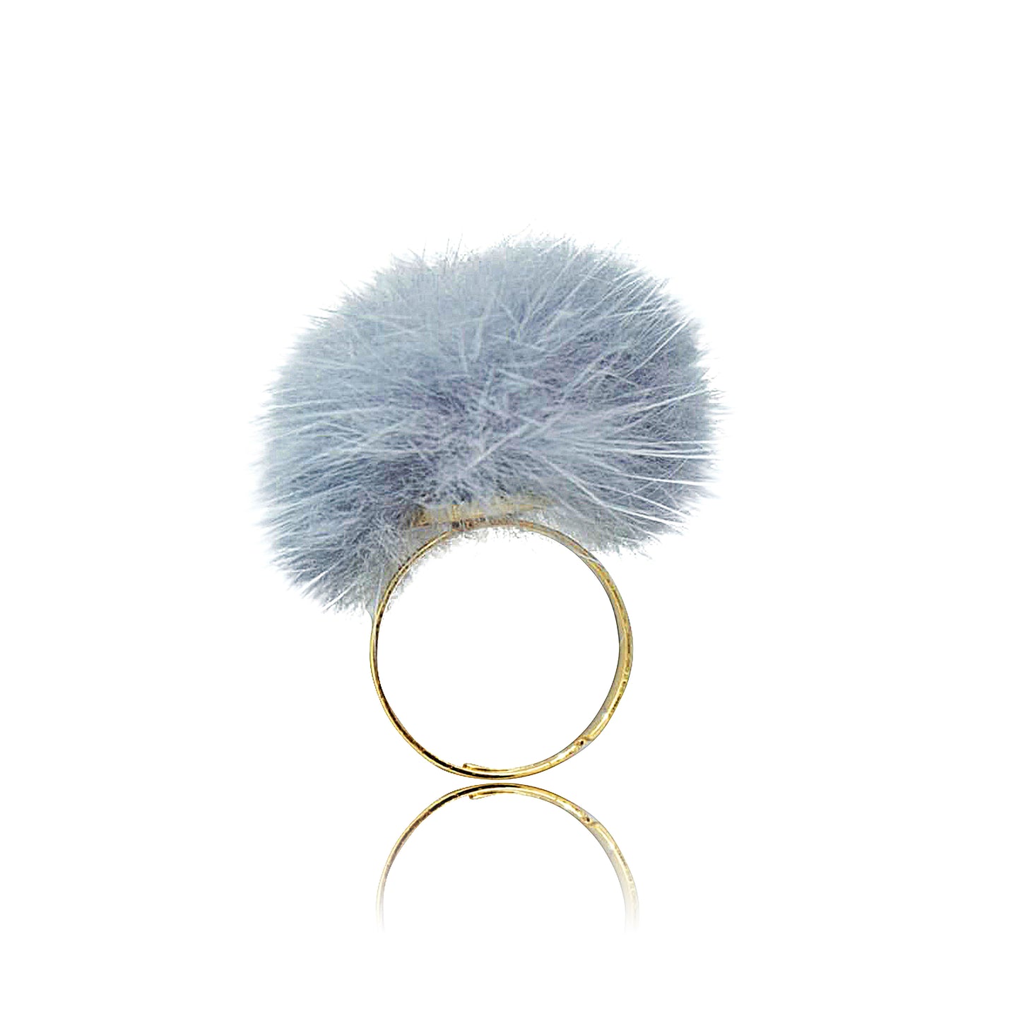 Mileez Fur Pom Pom Adjustable Ring