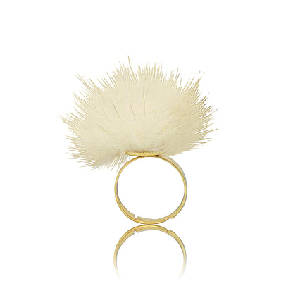 Mileez Fur Pom Pom Adjustable Ring