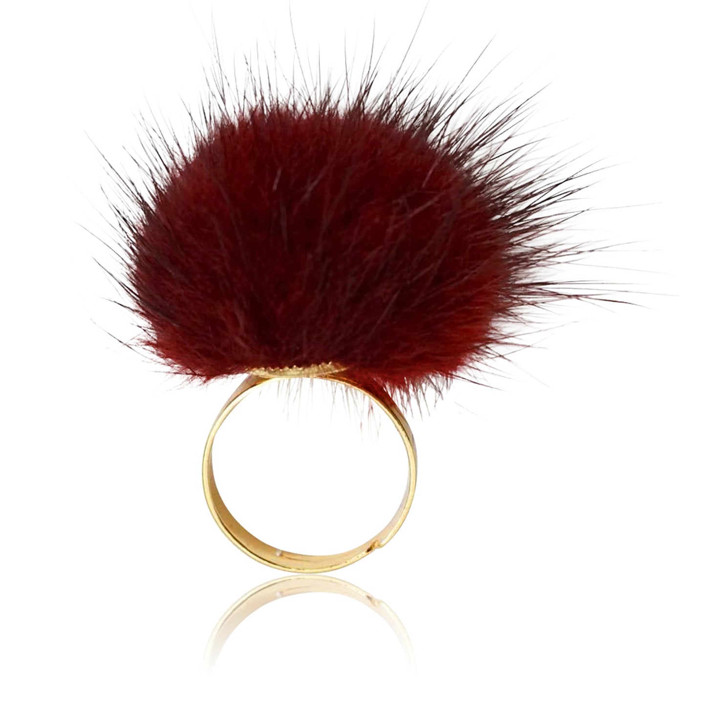 Mileez Fur Pom Pom Adjustable Ring