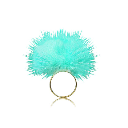 Mileez Fur Pom Pom Adjustable Ring